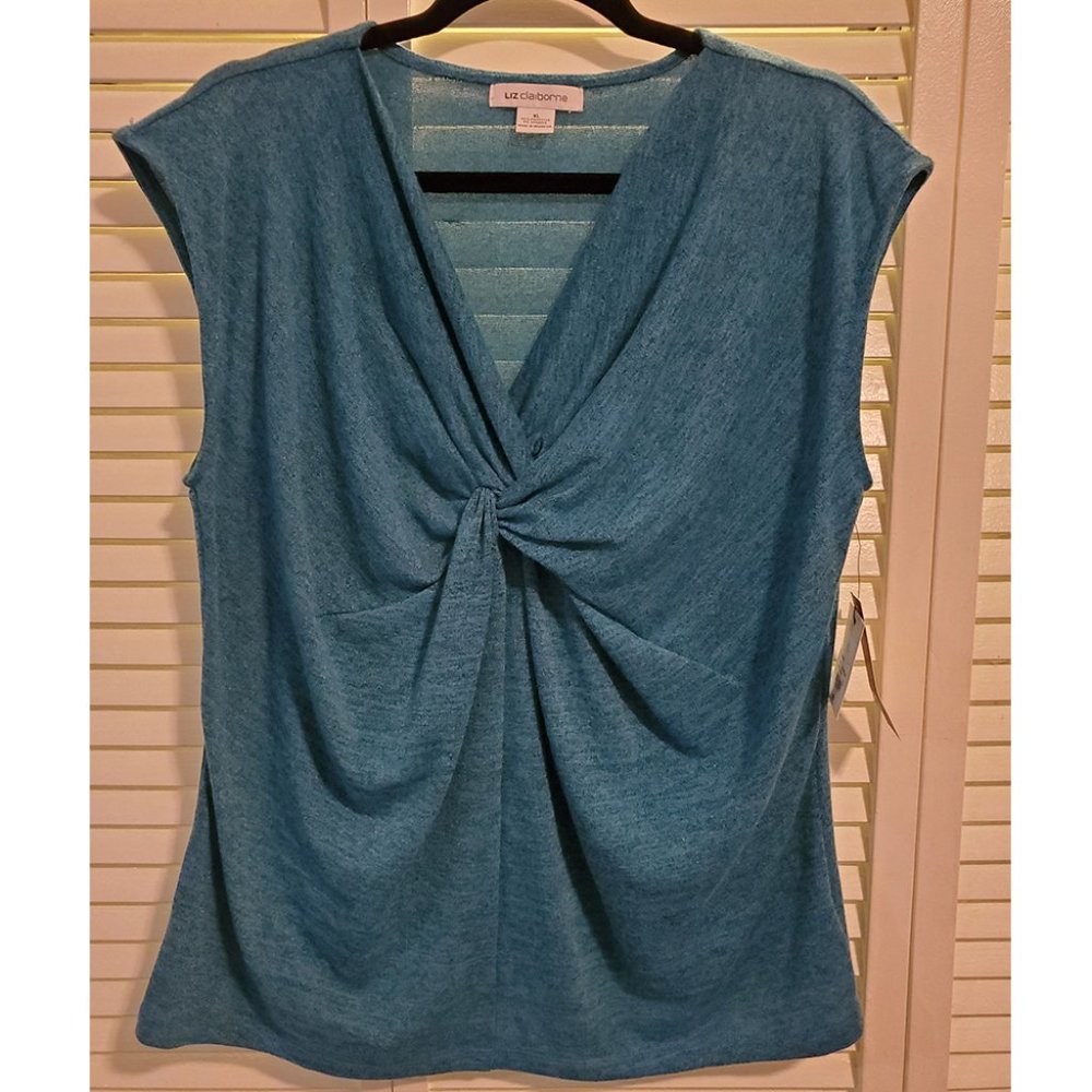 Liz Claiborne Sleeveless Blue Top V-neck